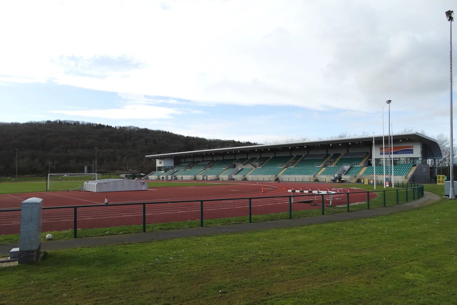 The athletics track and stand at Cardiff International Sports Campus in Leckwith